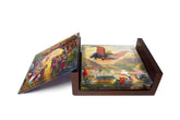Disney 101 Dalmatians Glass Coaster Set Decor - Thomas Kinkade - Comes with Stylish Modern Wooden Holder